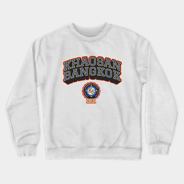 Khaosan Road Bangkok - Backpacker's Paradise College Shirt Style Crewneck Sweatshirt by Boogosh